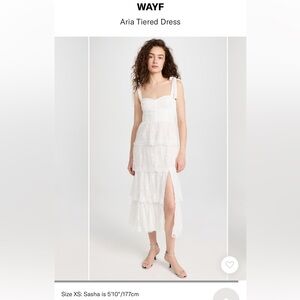 Wayf Aria White tiered midi dress Small